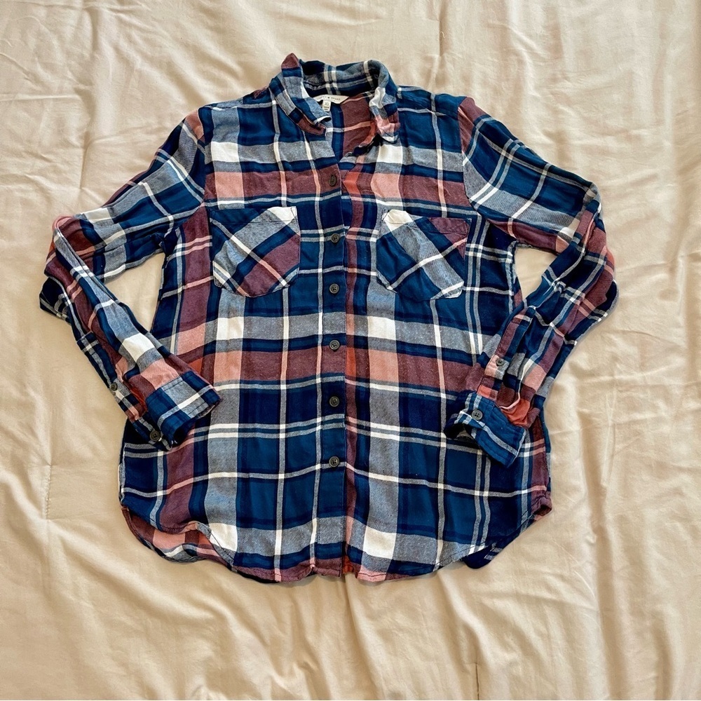 Lucky Brand Navy Plaid Shirt Size XS